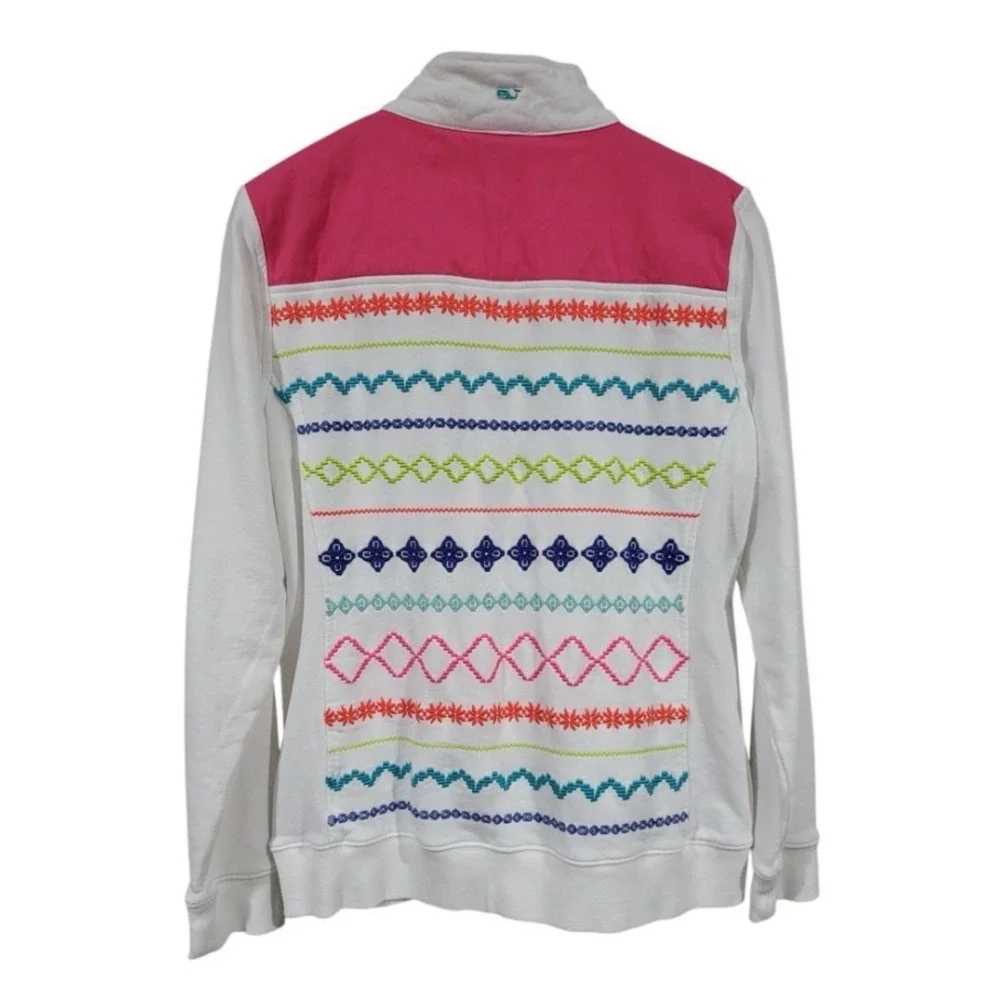 Vineyard Vines Women's Medium Embroidered Shep Shirt Quarter Zip Coastal Prep - Picture 3 of 16